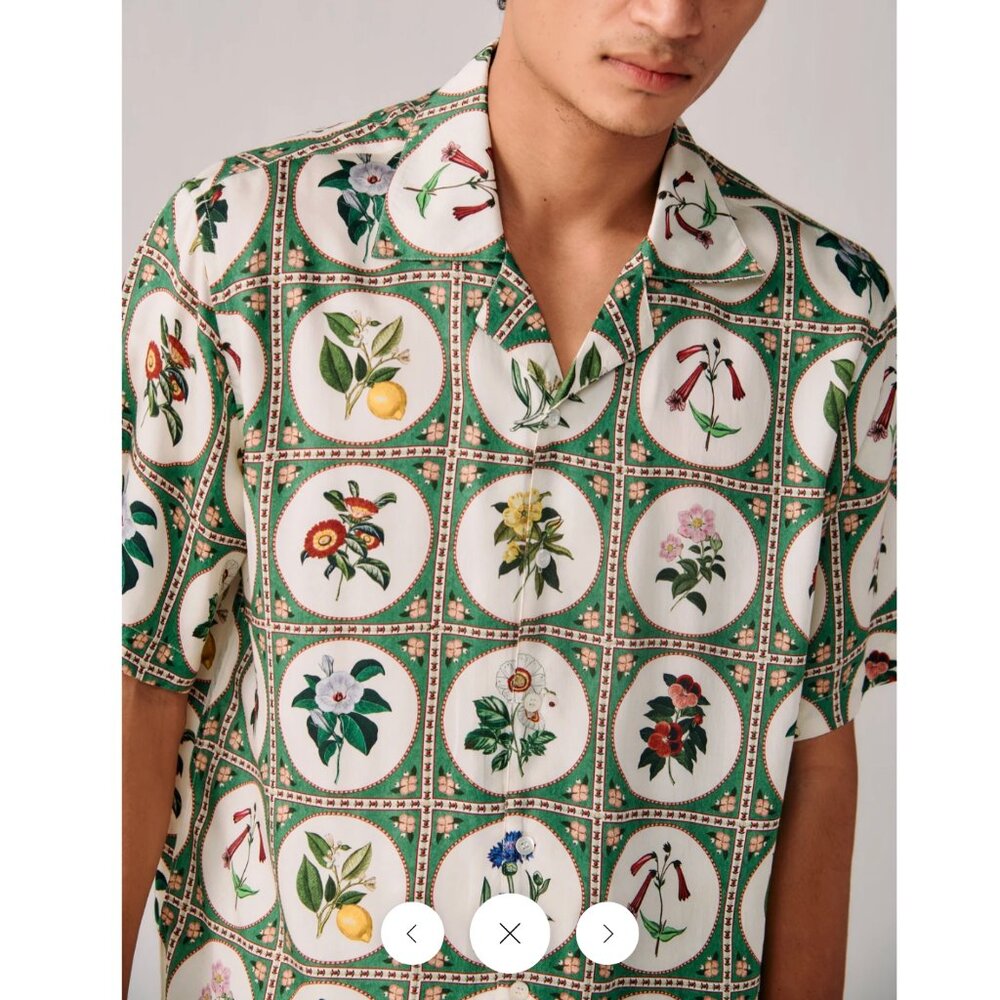 Perte d'ego Botanical illustrations half sleeves shirt- Green